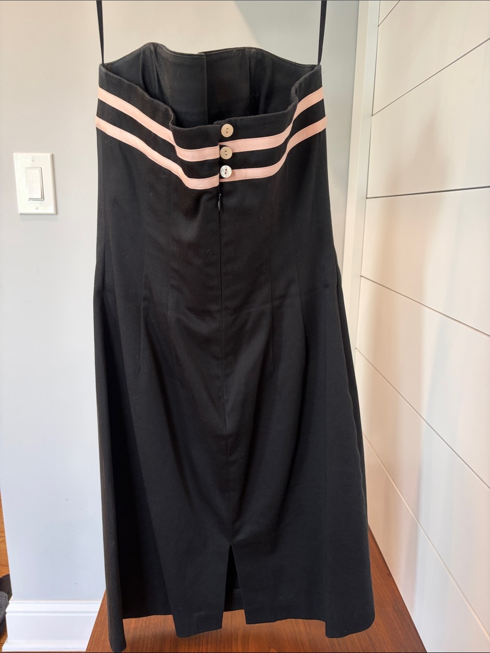 Strapless Black Dress with Light Pink Trim - Picture 7 of 9